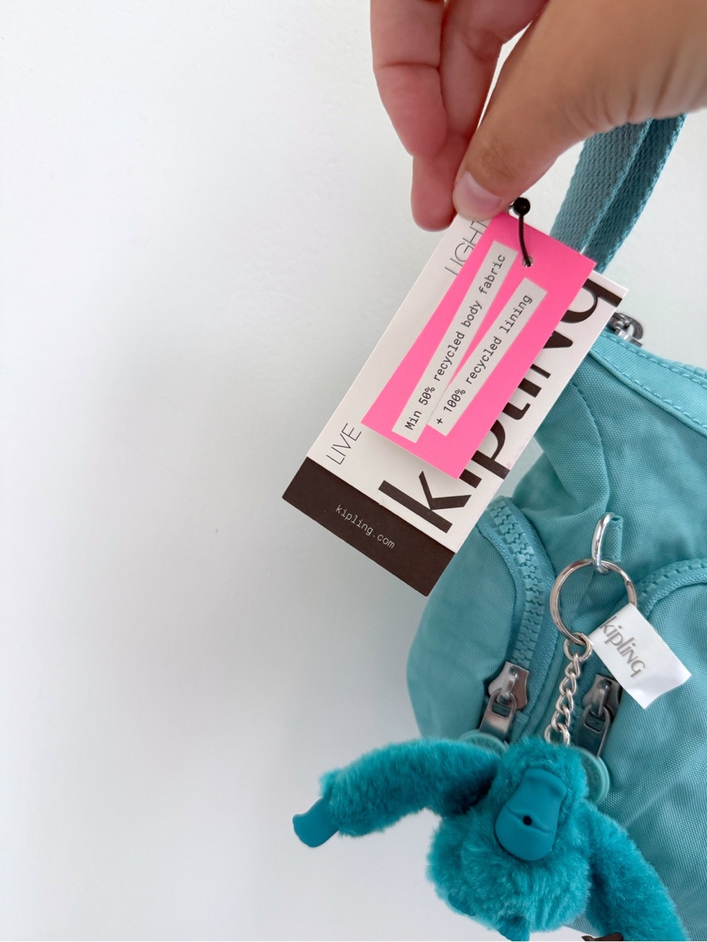 Kipling | Gabbie Mini Crossbody Bag Purse Deepest Aqua Blue Nylon Monkey NWT New - Picture 8 of 15